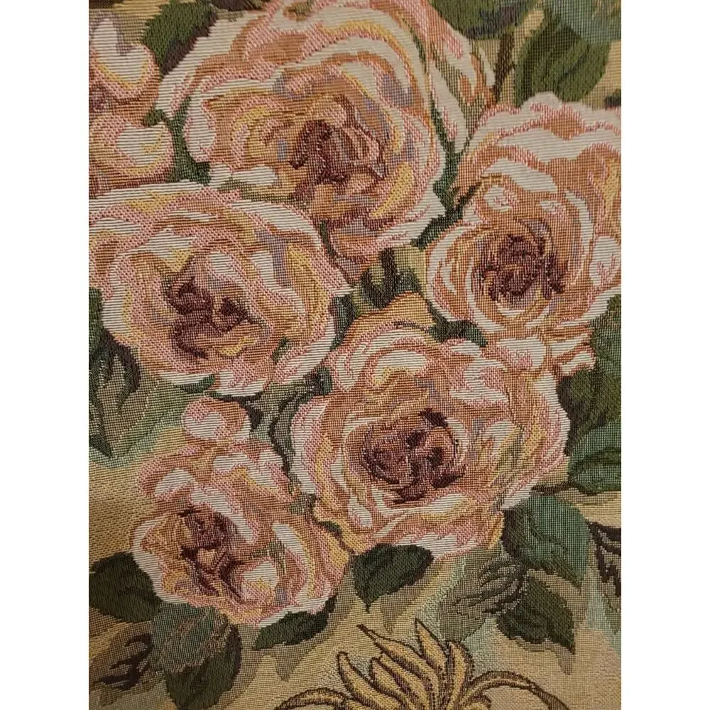 Vintage Manuel Woodworkers & Weavers Venetian Rose Grande   Woven Wall Tapestry